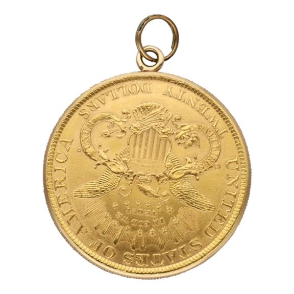Swiss 18 carat gold U.S. twenty dollar coin watch Circa 1965 Swiss 18 carat gold U.S. twenty dollar coin watch Circa 1965