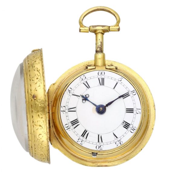 English gold pair cased repeating à toc cylinder watch Circa 1760 English gold pair cased repeating à toc cylinder watch Circa 1760