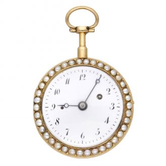 French gold, enamel and pearl set repeating à toc watch Circa 1790
