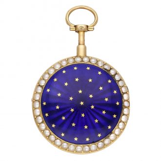 French gold, enamel and pearl set repeating à toc watch Circa 1790