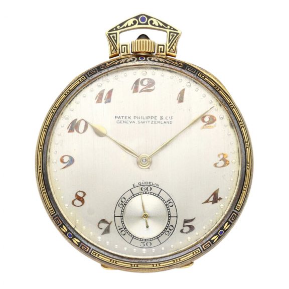 Swiss 18 carat gold and enamel keyless lever watch Circa 1920 Swiss 18 carat gold and enamel keyless lever watch Circa 1920