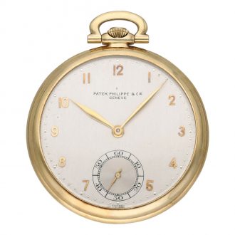 Swiss 14 carat gold open faced keyless pocket watch Circa 1925