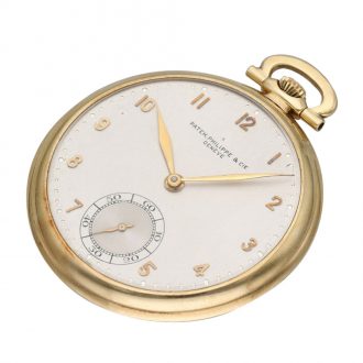 Swiss 14 carat gold open faced keyless pocket watch Circa 1925