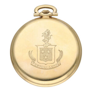 Swiss 14 carat gold open faced keyless pocket watch Circa 1925