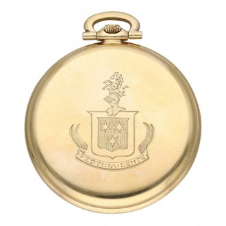 Swiss 14 carat gold open faced keyless pocket watch Circa 1925