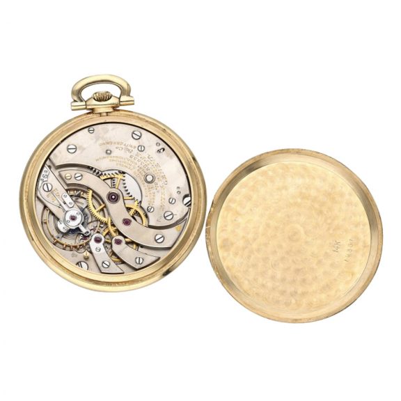 Swiss 14 carat gold open faced keyless pocket watch Circa 1925 Swiss 14 carat gold open faced keyless pocket watch Circa 1925