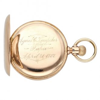 Swiss 14 carat rose gold hunting cased lever watch Circa 1887