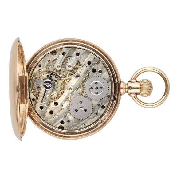 Swiss 14 carat rose gold hunting cased lever watch Circa 1887 Swiss 14 carat rose gold hunting cased lever watch Circa 1887