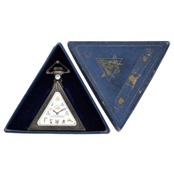 Fine Swiss silver triangle shaped Masonic pocket watch Circa 1900 Fine Swiss silver triangle shaped Masonic pocket watch Circa 1900