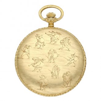 Swiss 18K gold hunting cased watch with day and date Circa 1990