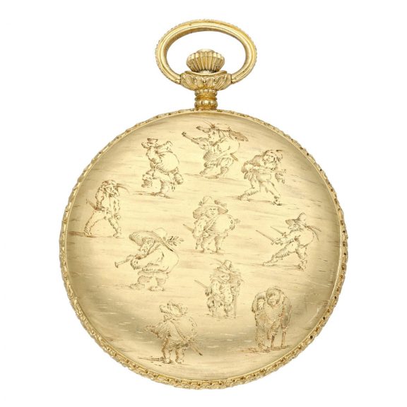 Swiss 18K gold hunting cased watch with day and date Circa 1990 Swiss 18K gold hunting cased watch with day and date Circa 1990