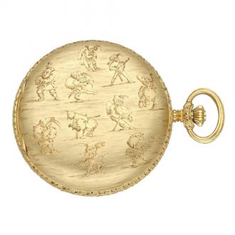 Swiss 18K gold hunting cased watch with day and date Circa 1990