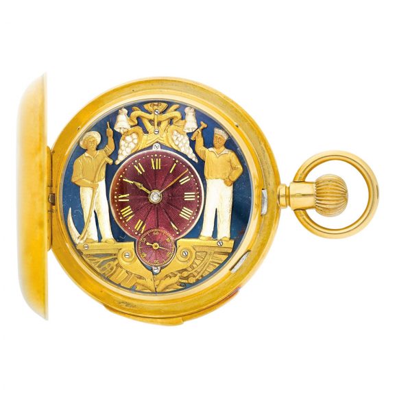 Swiss minute repeating lever with Jacquemarts Circa 1890