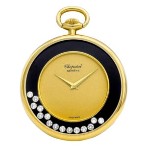 Swiss 18K gold, onyx and diamond set keyless watch Circa 1985