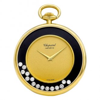 Swiss 18K gold, onyx and diamond set keyless watch Circa 1985