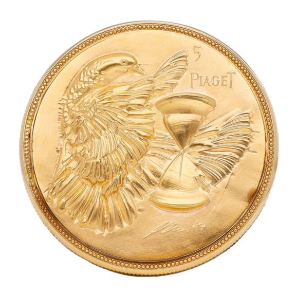 Very fine Swiss 18 carat rose gold coin watch Circa 1984 Very fine Swiss 18 carat rose gold coin watch Circa 1984