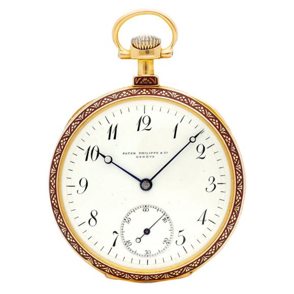 Swiss 18K rose gold and enamel lever pocket watch Circa 1895 Swiss 18K rose gold and enamel lever pocket watch Circa 1895