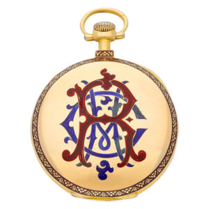 Swiss 18K rose gold and enamel lever pocket watch Circa 1895