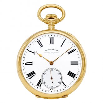 Swiss 18 carat gold open faced lever pocket watch Circa 1910