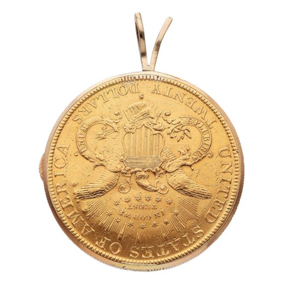Swiss 18 carat gold U.S. twenty dollar coin watch Circa 1990 Swiss 18 carat gold U.S. twenty dollar coin watch Circa 1990