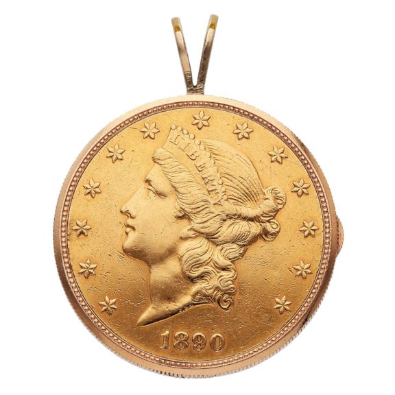 Swiss 18 carat gold U.S. twenty dollar coin watch Circa 1990 Swiss 18 carat gold U.S. twenty dollar coin watch Circa 1990
