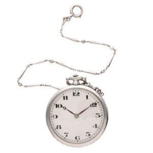 Fine Swiss platinum and diamond set lever watch with chain Circa 1930