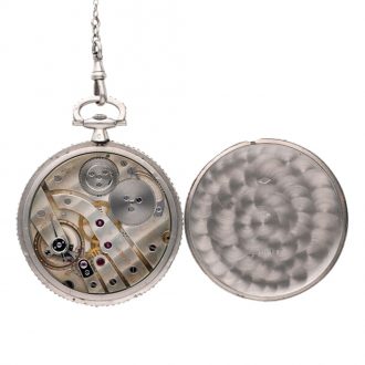 Fine Swiss platinum and diamond set lever watch with chain Circa 1930
