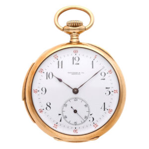 Swiss 14K rose gold open faced repeating lever Circa 1900