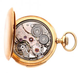 Swiss 14K rose gold open faced repeating lever Circa 1900 Swiss 14K rose gold open faced repeating lever Circa 1900