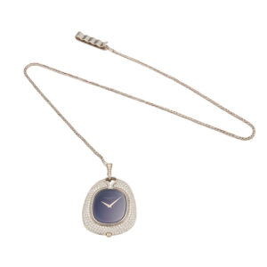 Swiss 18K white gold and diamond set watch with chain Circa 1976