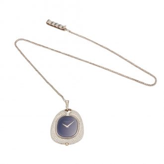 Swiss 18K white gold and diamond set watch with chain Circa 1976