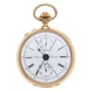 Swiss 18K rose gold split seconds chronograph Circa 1885