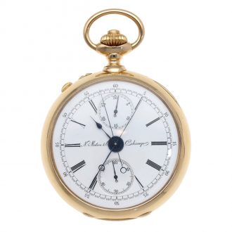 Swiss 18K rose gold split seconds chronograph Circa 1885