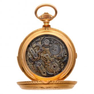 Heavy Swiss gold hunting cased complicated watch Circa 1900