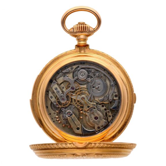 Heavy Swiss gold hunting cased complicated watch Circa 1900 Heavy Swiss gold hunting cased complicated watch Circa 1900