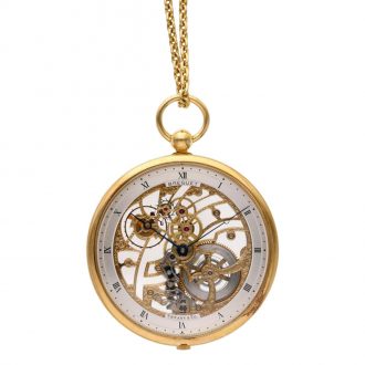 Swiss 18 carat gold lever skeletonized pocket watch Circa 1990