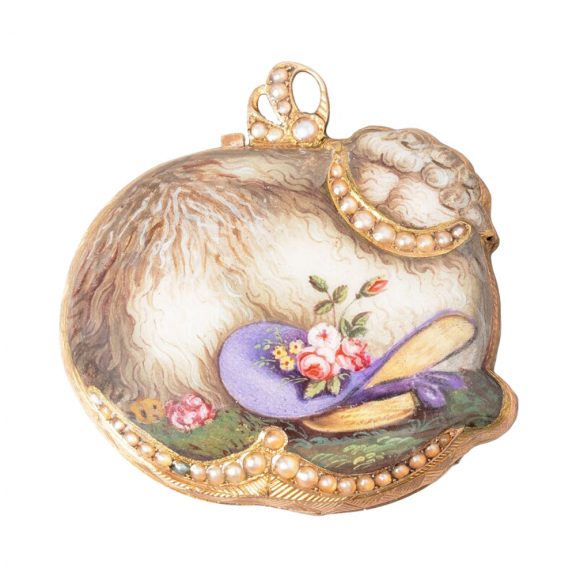 French 18K gold, enamel and pearl set form watch Circa 1810 French 18K gold, enamel and pearl set form watch Circa 1810
