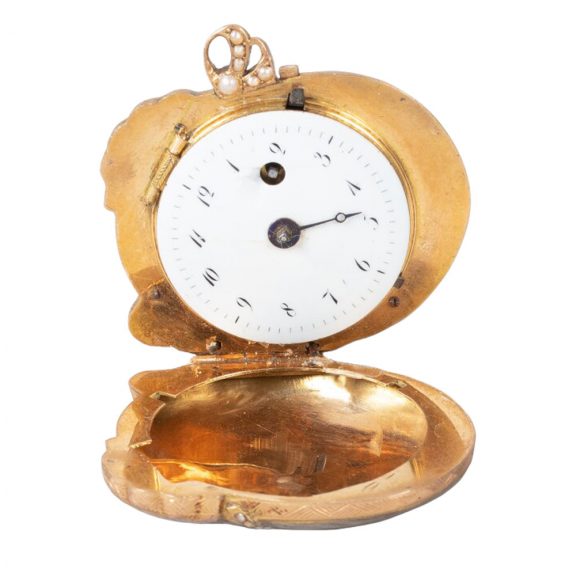 French 18K gold, enamel and pearl set form watch Circa 1810 French 18K gold, enamel and pearl set form watch Circa 1810