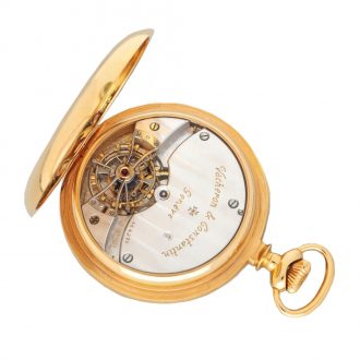 Swiss gold hunting cased one minute tourbillon watch Circa 1980