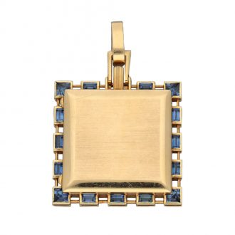 Swiss 18 carat gold and sapphire set pendant watch Circa 1963