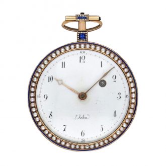 French gold, enamel and pearl set verge pocket watch Circa 1780