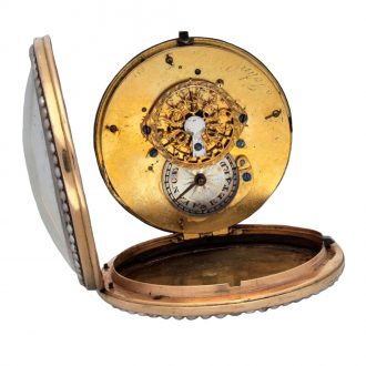 French gold, enamel and pearl set verge pocket watch Circa 1780