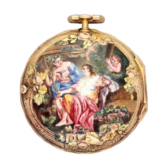 German gold and enamel open faced verge watch Circa 1760