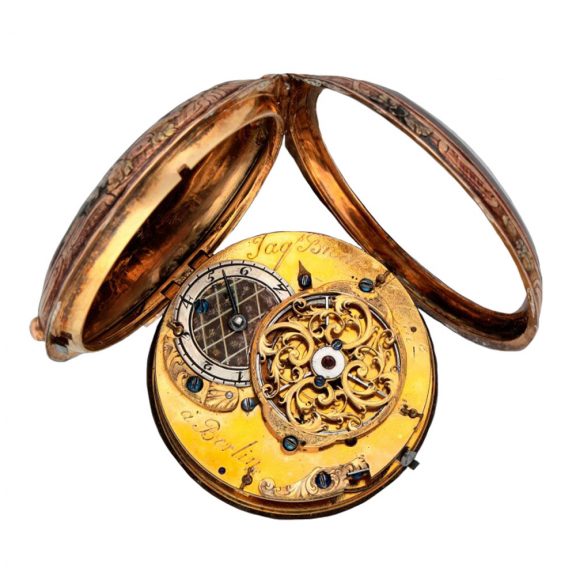 German gold and enamel open faced verge watch Circa 1760 German gold and enamel open faced verge watch Circa 1760