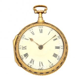 English gold and enamel pair cased verge watch Circa 1776
