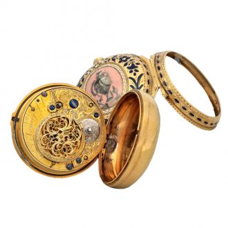 English gold and enamel pair cased verge watch Circa 1776