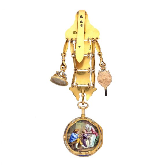 French gold and enamel repeating à toc verge watch Circa 1760 French gold and enamel repeating à toc verge watch Circa 1760