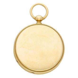 Swiss 14 carat gold open faced keyless pocket watch Circa 1880