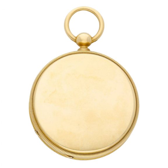 Swiss 14 carat gold open faced keyless pocket watch Circa 1880 Swiss 14 carat gold open faced keyless pocket watch Circa 1880