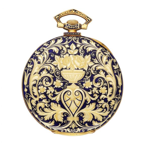 Very fine Swiss 18K gold and enamel keyless watch Circa 1920